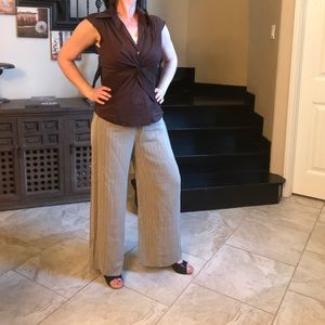 Vintage Armani Sage Striped Wide Legged Trousers